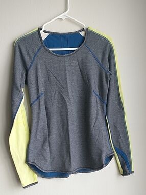 lululemon athletica Reversable  Gray Long-Sleeve Top with Neon Yellow Accents